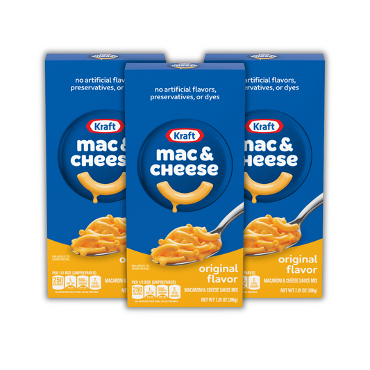 Kraft Mac and Cheese 3er Pack (3 x 206g) – Klassische Nudeln mit cremiger Käsesauce – Kultgericht aus den USA